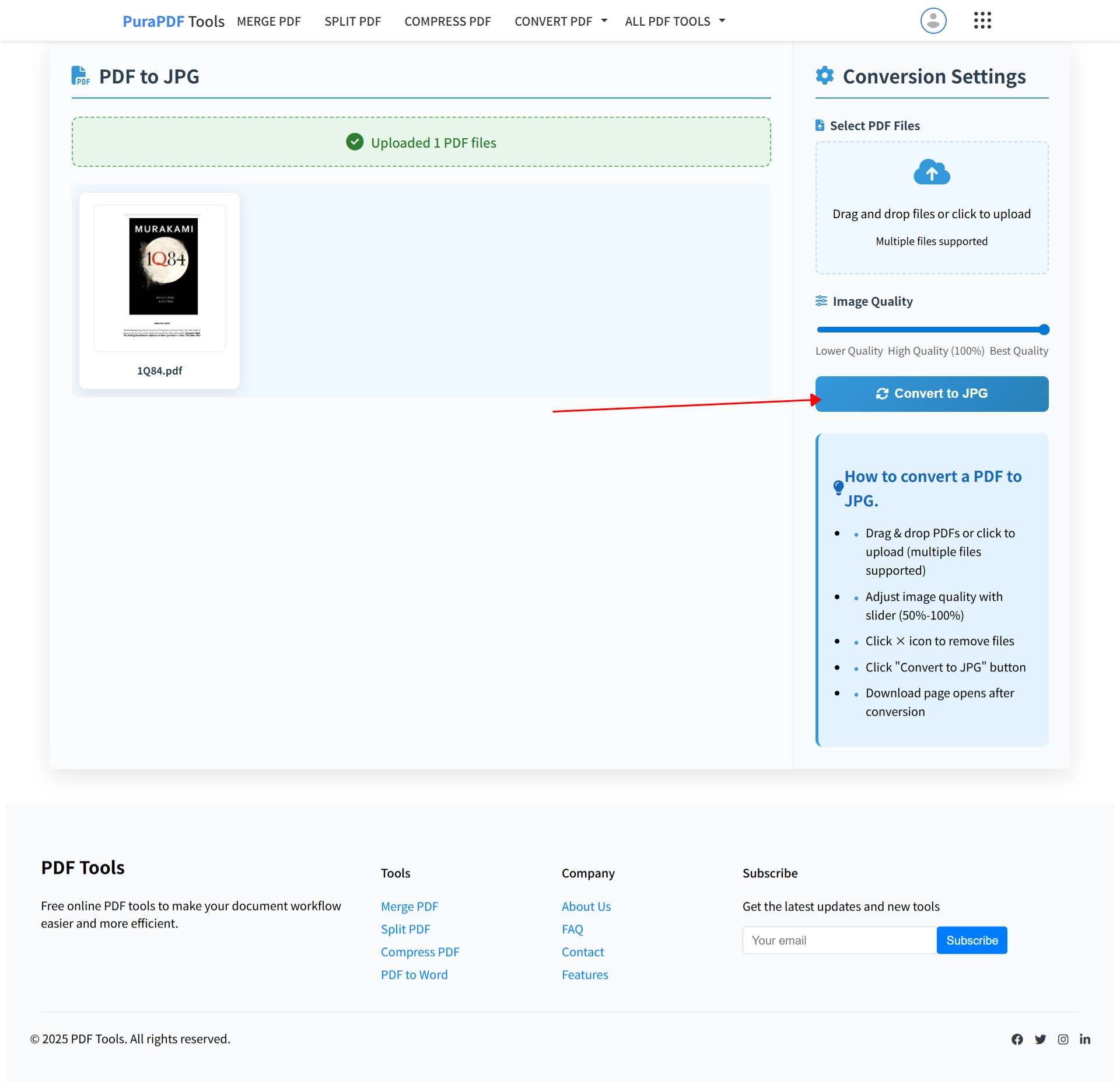 Convert PDF page to JPG online free cloud processing