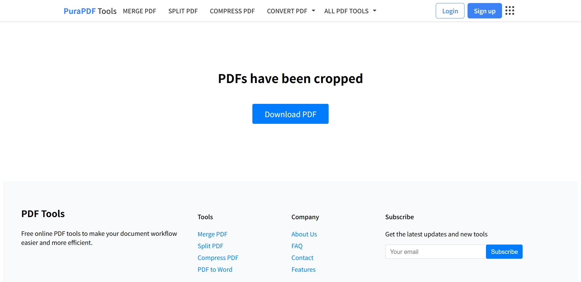 Downloading the resized PDF file with new page dimensions